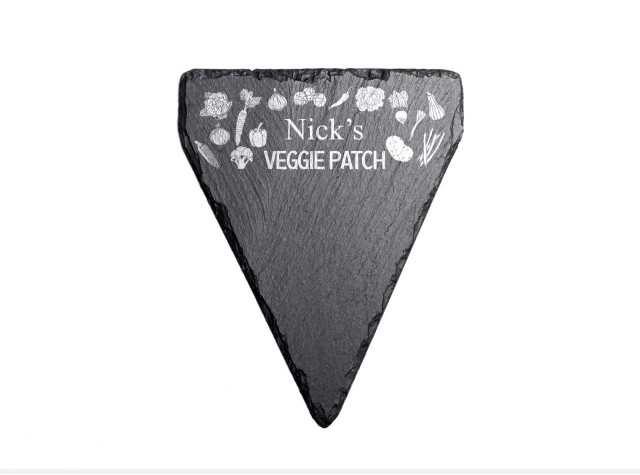 hand cut welsh slate garden marker for your veggie patch